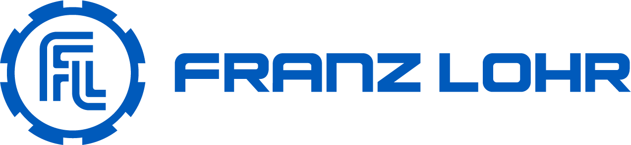 expertum - Blaues FL-Logo im Zahnrad, daneben FRANZ LOHR in moderner Schrift - Symbol für Personalvermittlung und Zusammenarbeit in der Industrie.